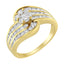 14K Yellow Gold Diamond Cocktail Bypass Ring - Size 7