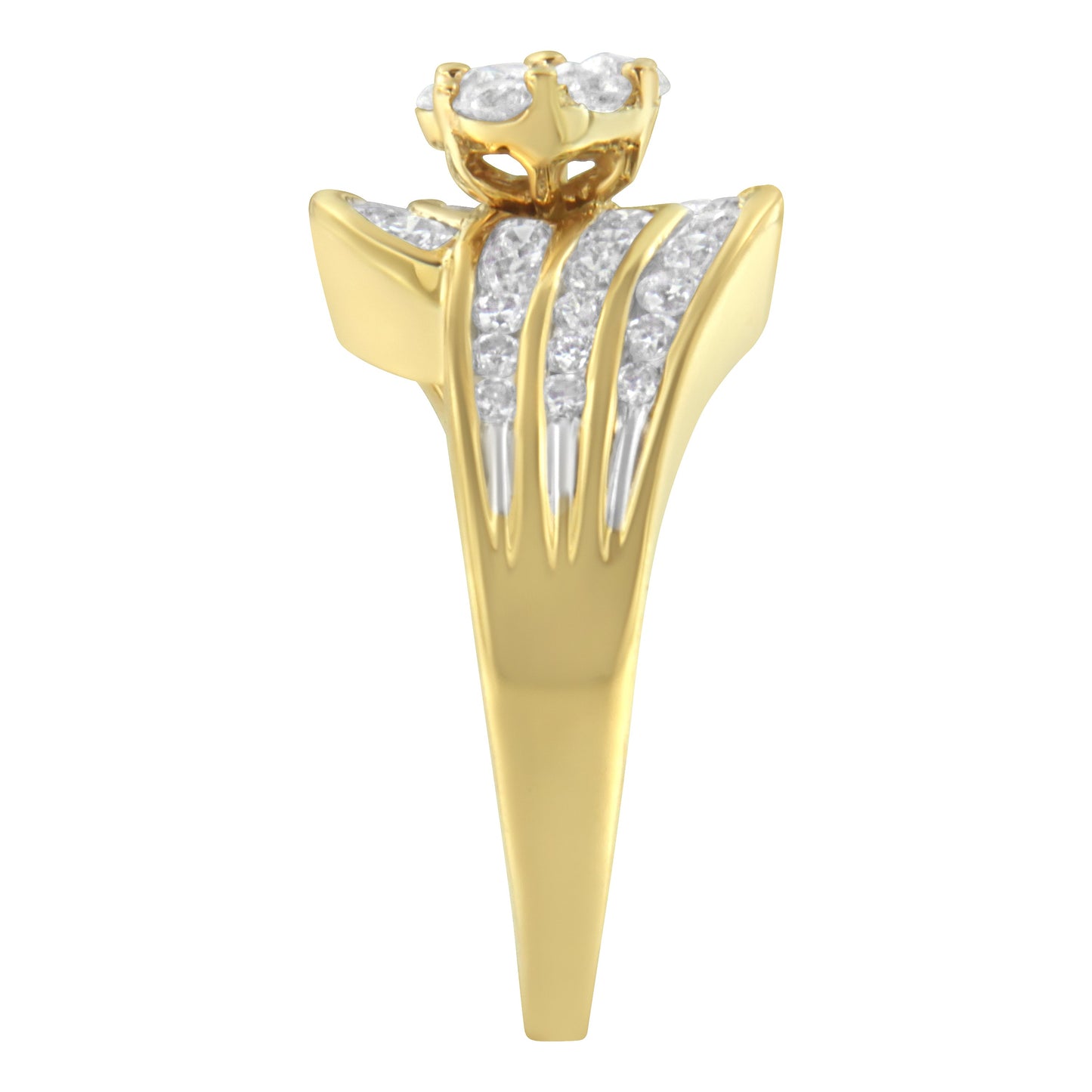 14K Yellow Gold Diamond Cocktail Bypass Ring - Size 7