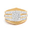 Ensemble de Bagues de Fiançailles en Or Jaune 14K avec Diamants en Cluster en Forme de Chevron - Tai