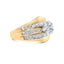 Ensemble de Bagues de Fiançailles en Or Jaune 14K avec Diamants en Cluster en Forme de Chevron - Tai