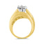 Ensemble de Bagues de Fiançailles en Or Jaune 14K avec Diamants en Cluster en Forme de Chevron - Tai
