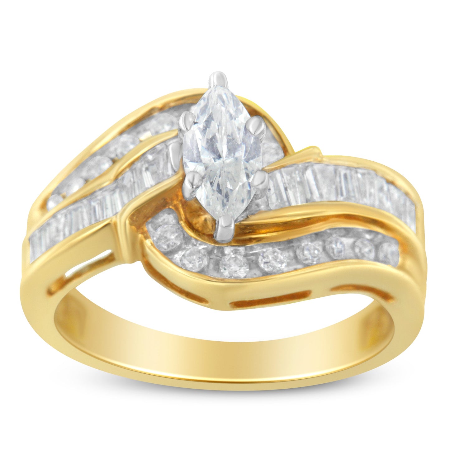 14KT Two-Toned Gold Diamond Bypass Engagement Ring