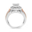 Anillo Halo Art Deco Triple Banda de Diamantes en Oro Blanco y Rosa de 14K - Talla 7