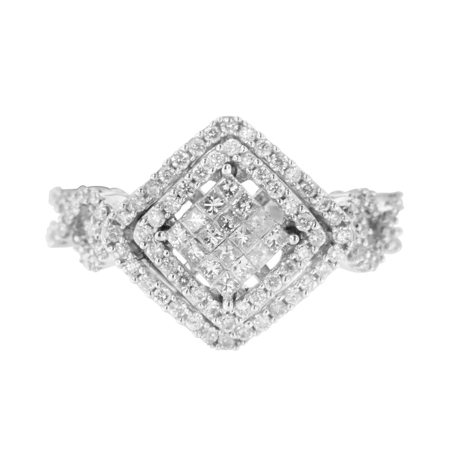 14KT White Gold Diamond Composite Engagement Ring