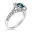 Anillo de cóctel doble halo de diamantes azules y blancos de oro blanco de 14 quilates - Talla 6