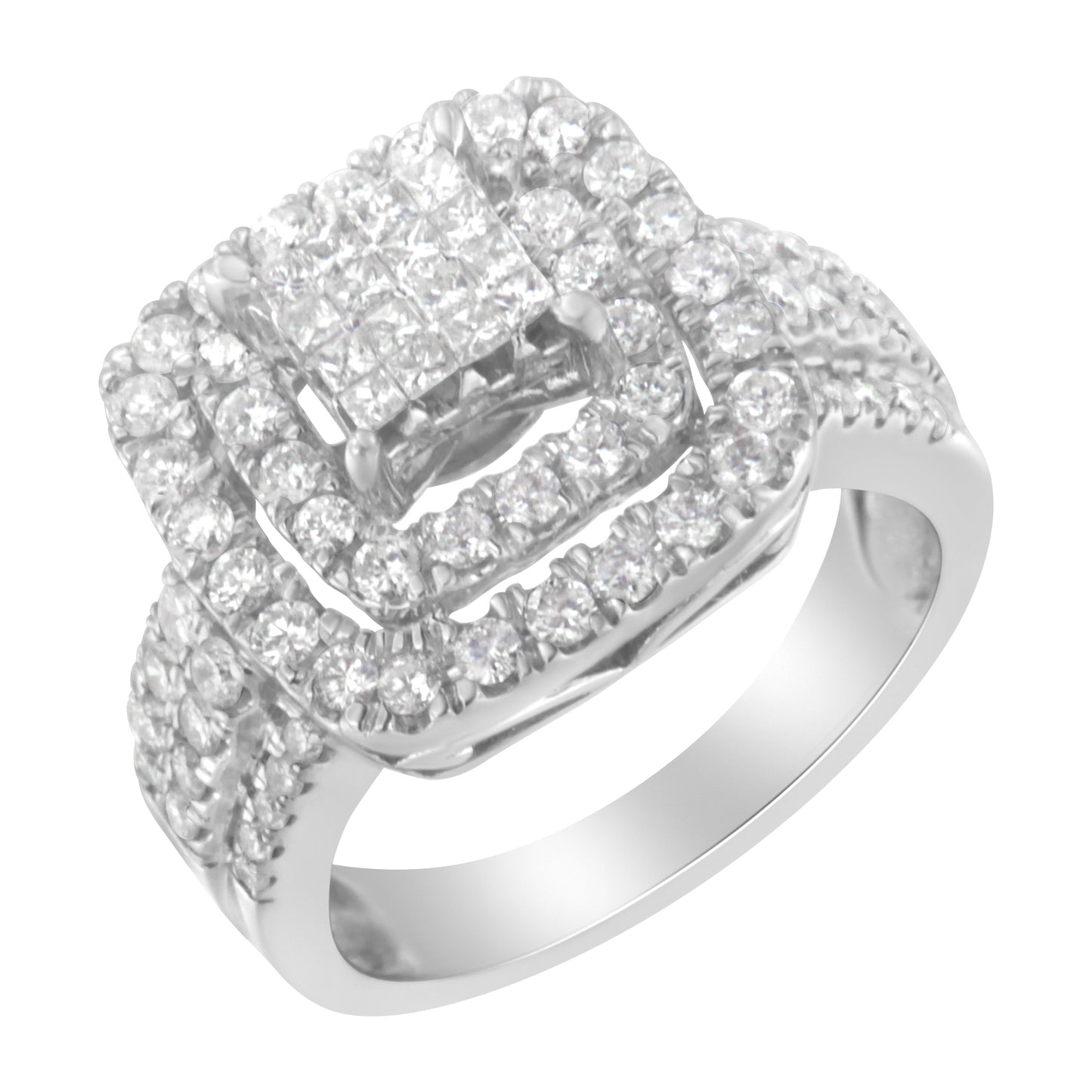 14KT White Gold Diamond Cocktail Ring - 1 1/2 cttw
