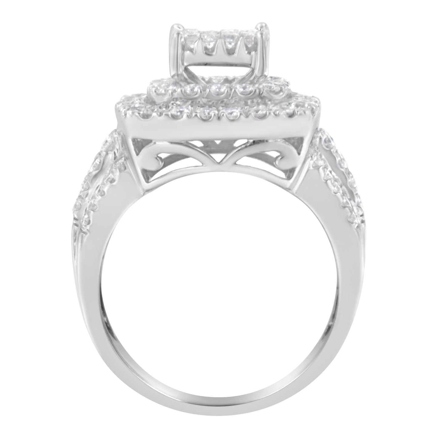 14KT White Gold Diamond Cocktail Ring - 1 1/2 cttw