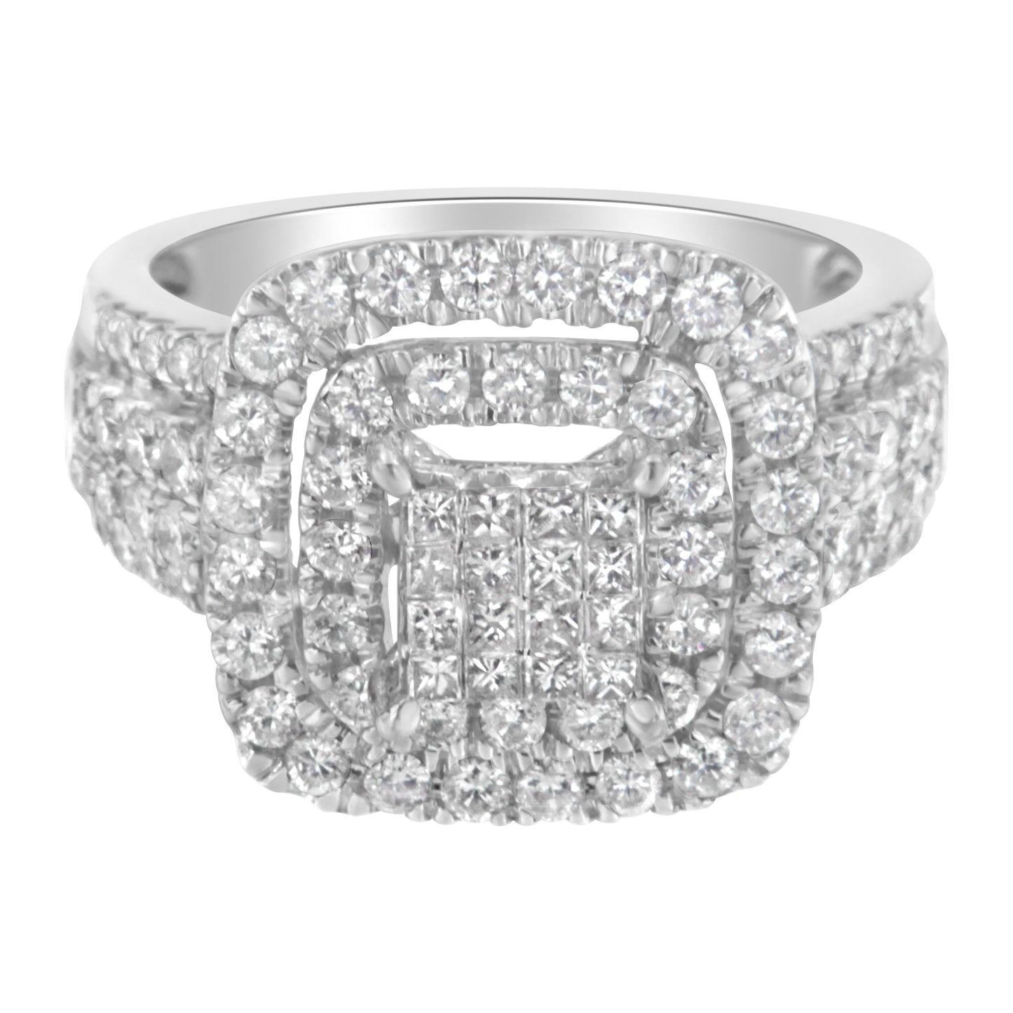 14KT White Gold Diamond Cocktail Ring - 1 1/2 cttw