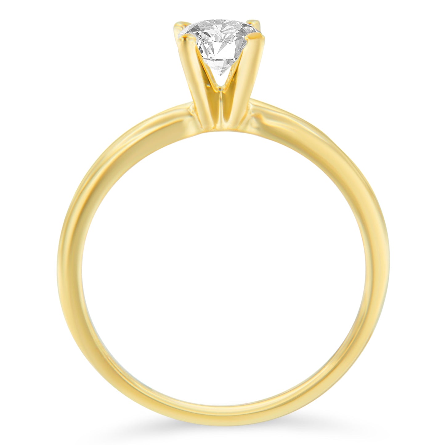GIA Certified 14K Yellow Gold 1/2 Cttw Diamond Solitaire Engagement Ring - Size 6