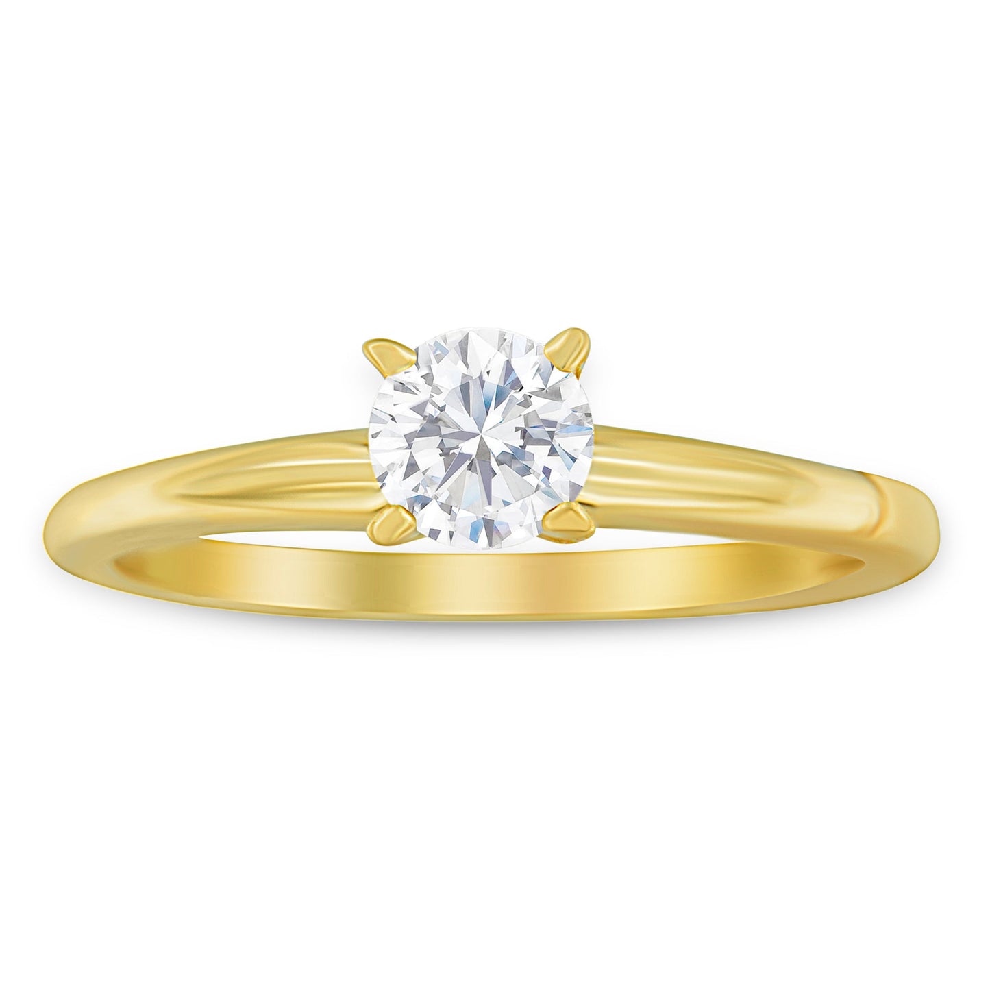 GIA Certified 14K Yellow Gold 1/2 Cttw Diamond Solitaire Engagement Ring - Size 6