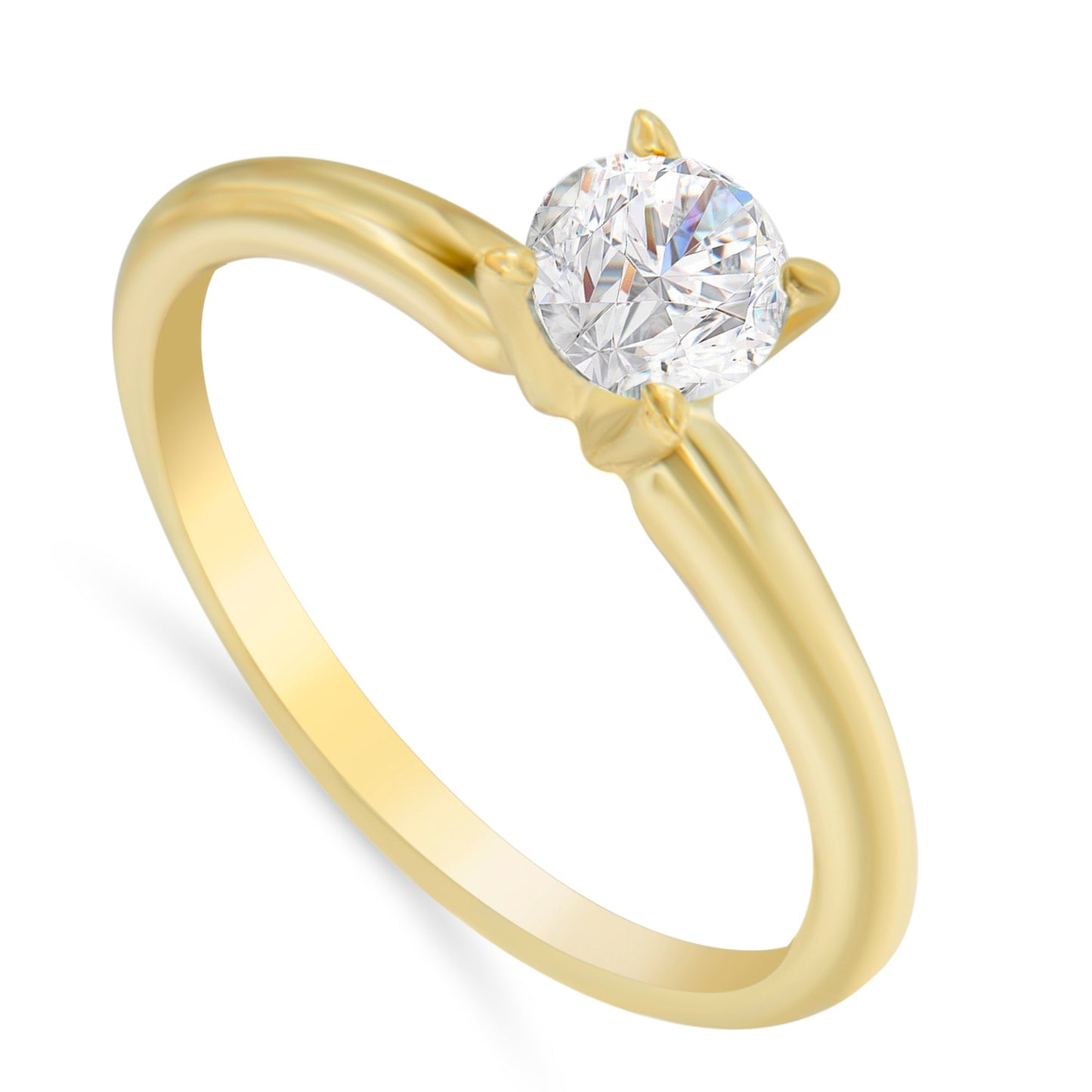 GIA Certified 14K Yellow Gold 1/2 Cttw Diamond Solitaire Engagement Ring - Size 6