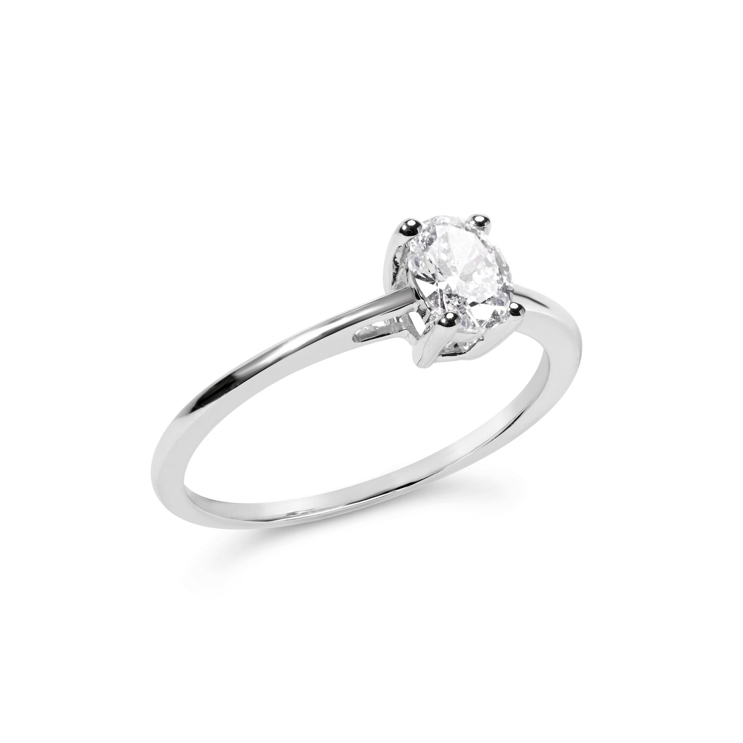 14K White Gold 1/2 Cttw Oval Lab Grown Diamond Solitaire Engagement Ring - Size 7