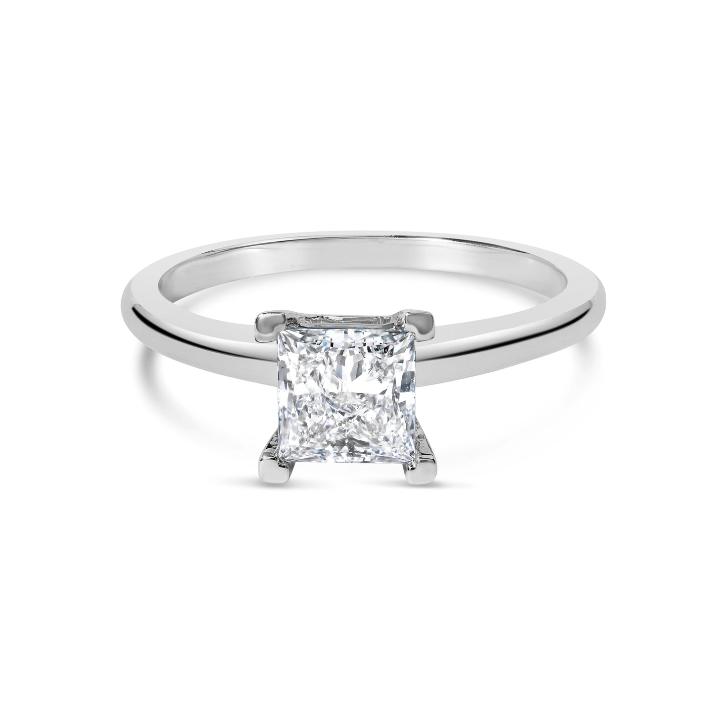 Bague de fiançailles solitaire en diamant lab-grown princesse en or blanc 14K