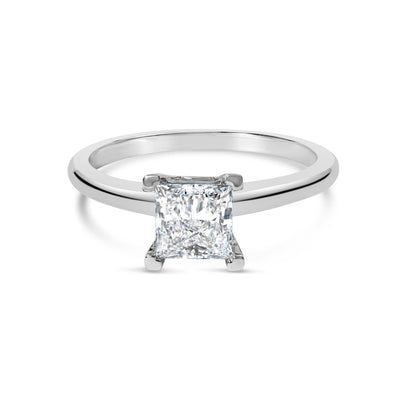 Bague de fiançailles solitaire en diamant lab-grown princesse en or blanc 14K