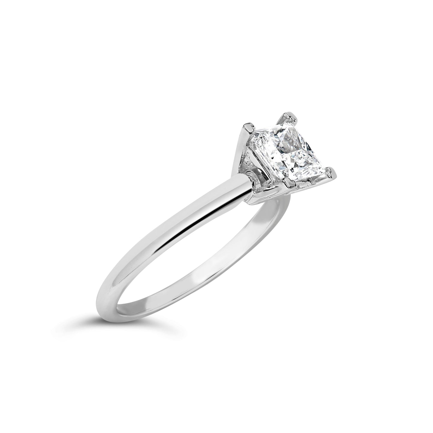 Bague de fiançailles solitaire en diamant lab-grown princesse en or blanc 14K