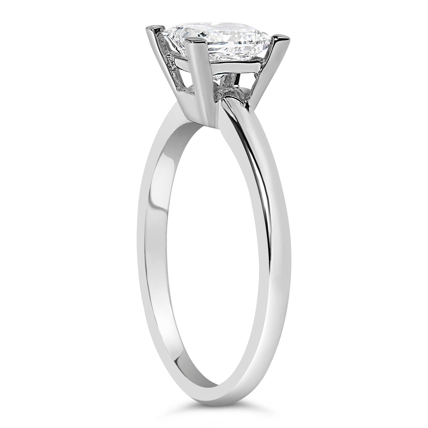 Bague de fiançailles solitaire en diamant lab-grown princesse en or blanc 14K