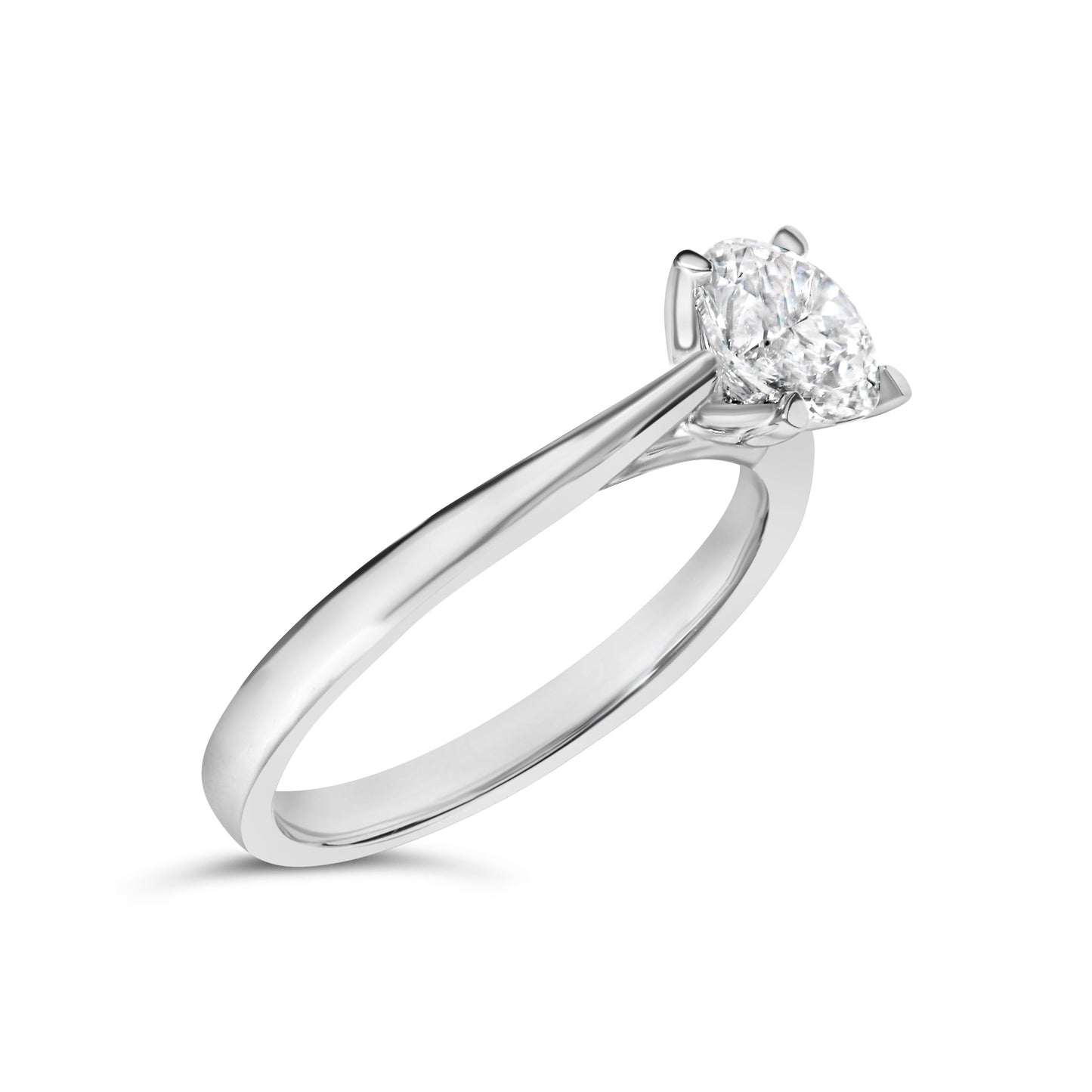 Anillo de Compromiso Solitario con Diamante Creado en Laboratorio en Oro Blanco de 14K con Garra de