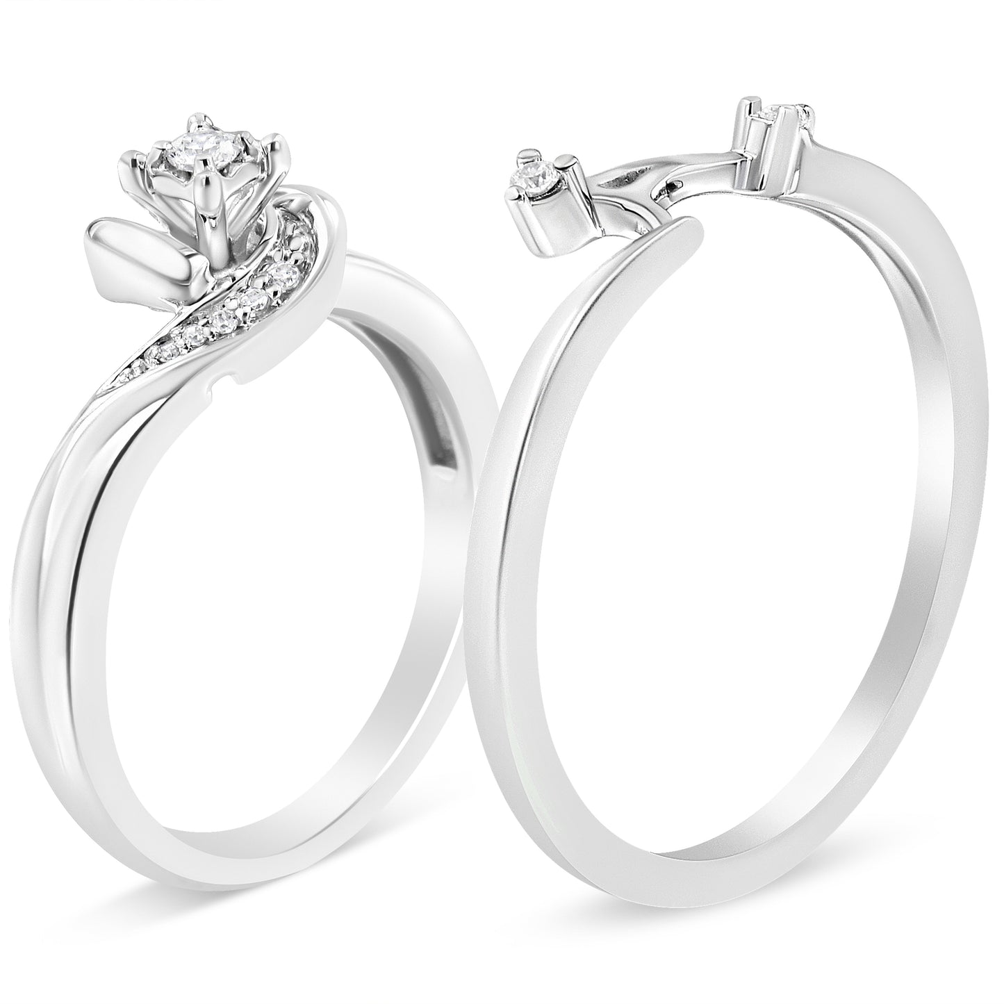 Anillo de Conjunto Nupcial de Diamante en Plata Esterlina .925 - Talla 7
