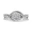 Anillo de Conjunto de Boda con Halo de Diamantes de Plata Esterlina .925 - Talla 7