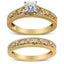 Anillo de Compromiso Art Deco de Plata Esterlina .925 Baño de Oro Amarillo de 14K