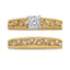 Anillo de Compromiso Art Deco de Plata Esterlina .925 Baño de Oro Amarillo de 14K