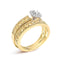 Ensemble de Bagues de Fiançailles en Argent Sterling Plaqué Or Jaune 14K avec Halo de Diamants - Tai