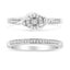 Ensemble de Bague de Fiançailles et de Mariage en Argent Sterling .925 avec Halo de Diamants et Tour