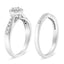 Conjunto de Anillo de Compromiso con Halo de Diamantes de Plata Esterlina .925 - Talla 7