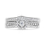 Conjunto de Anillo de Compromiso con Halo de Diamantes de Plata Esterlina .925 - Talla 7