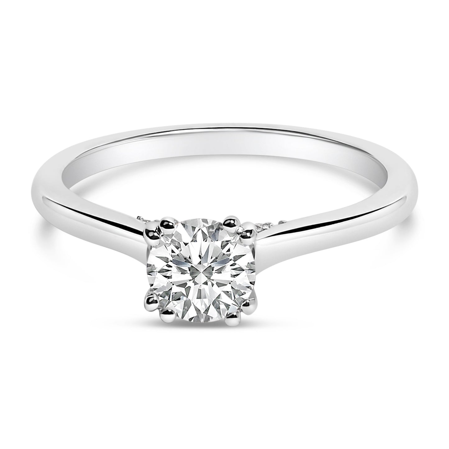 14K White Gold Lab Grown Diamond Cathedral Engagement Ring - Size 5