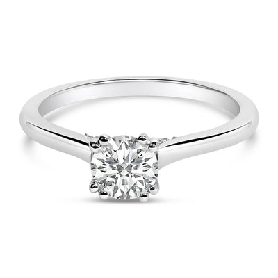 14K White Gold Lab Grown Diamond Cathedral Engagement Ring - Size 5