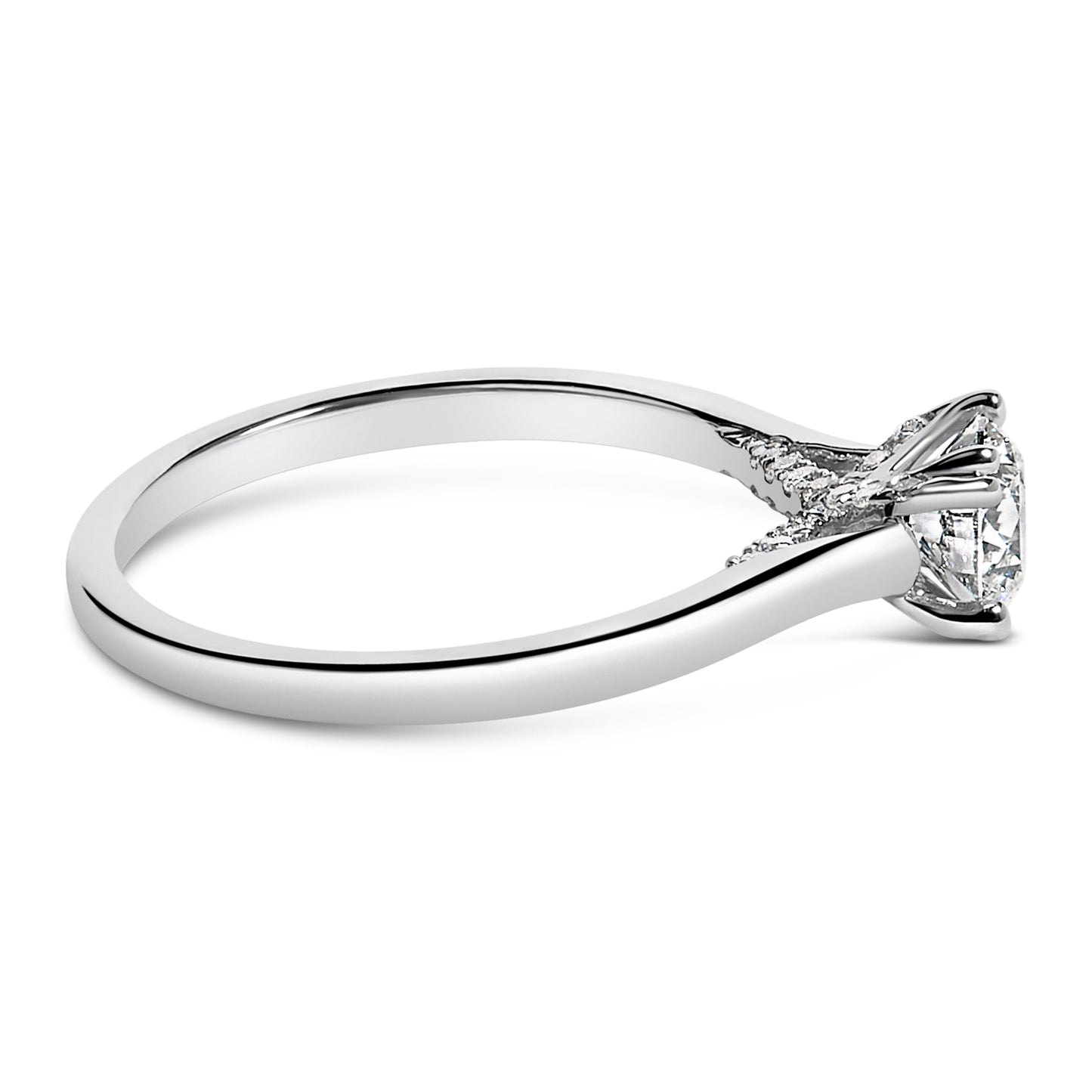 14K White Gold Lab Grown Diamond Cathedral Engagement Ring - Size 5