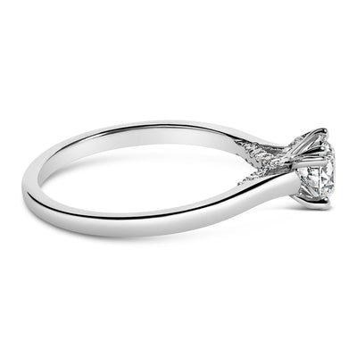 14K White Gold Lab Grown Diamond Cathedral Engagement Ring - Size 5