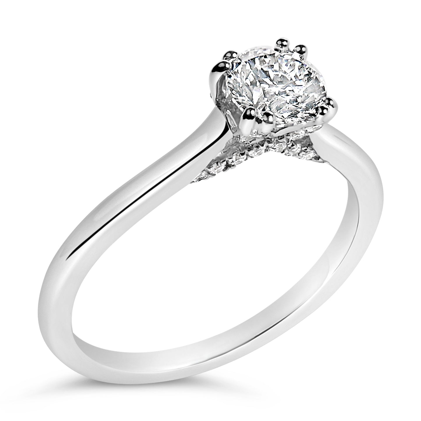14K White Gold Lab Grown Diamond Cathedral Engagement Ring - Size 5