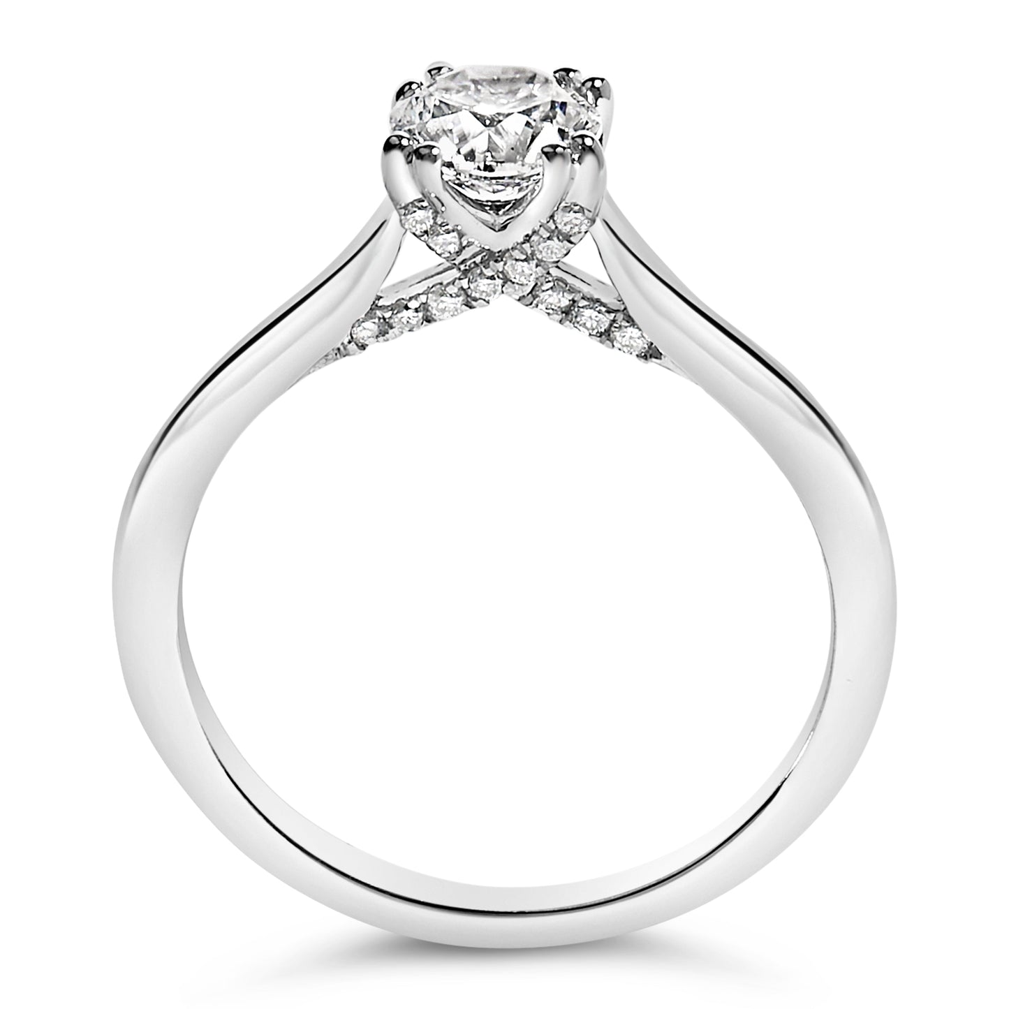 14K White Gold Lab Grown Diamond Cathedral Engagement Ring - Size 5