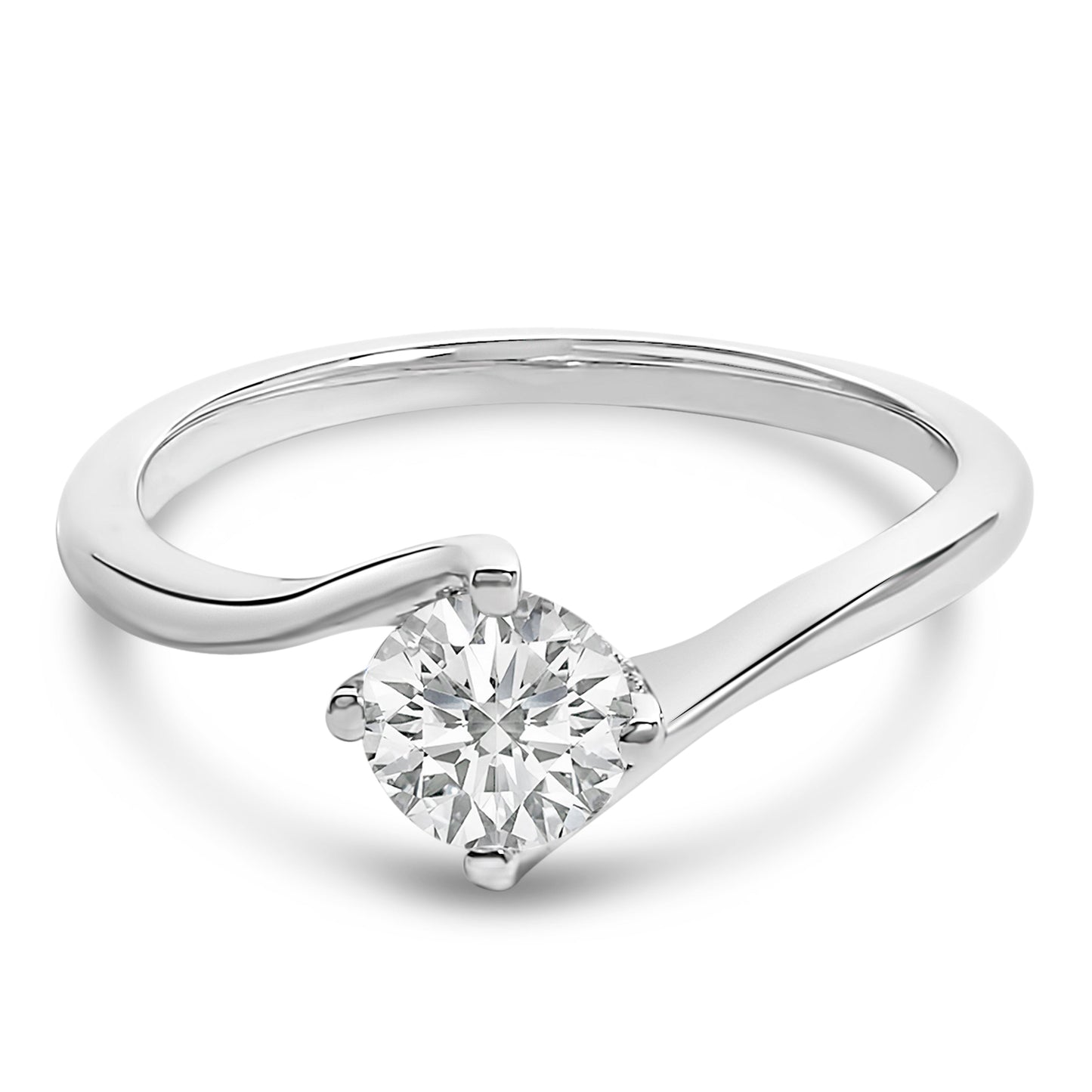 Bague de fiançailles en diamant cultivé en laboratoire en or blanc 14K - Taille 5