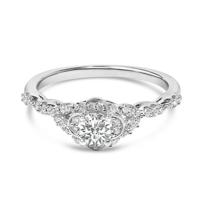 Bague de fiançailles vintage en or blanc 14K avec diamants cultivés en laboratoire - Taille 7