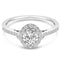 Anillo de Compromiso Ovalado Halo de Diamante Creado en Laboratorio de Oro Blanco de 14K - Talla 7