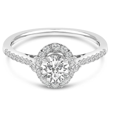 14K White Gold Lab-Grown Diamond Oval Halo Engagement Ring - Size 7