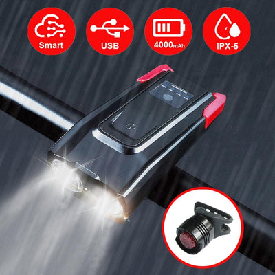 Ultra-Bright 800 Lumen Bicycle Light Set with Rechargeable Battery and Horn - Korvel