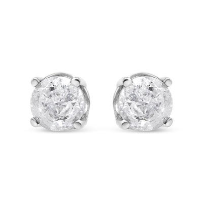Pendientes de Stud Clásicos de Diamante Creado en Laboratorio de Oro Blanco de 14K
