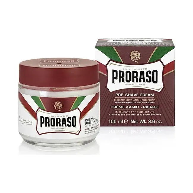 Crema Pre-Afeitado Proraso con Aceite de Sándalo y Manteca de Karité - 3.6 Oz