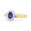 Bague Halo en Diamant et Tanzanite Bleue en Or Jaune 14K - Taille 7.75