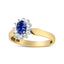 Bague Halo en Diamant et Tanzanite Bleue en Or Jaune 14K - Taille 7.75