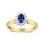 Bague Halo en Diamant et Tanzanite Bleue en Or Jaune 14K - Taille 7.75