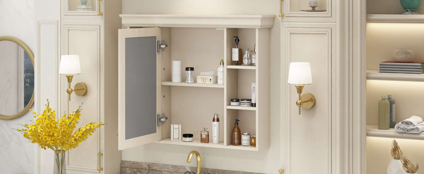 35'' x 28'' Blue Wall Mounted Bathroom Storage Cabinet with Mirror Door, Modern Bathroom Wall Cabinet with Mirror - Korvel