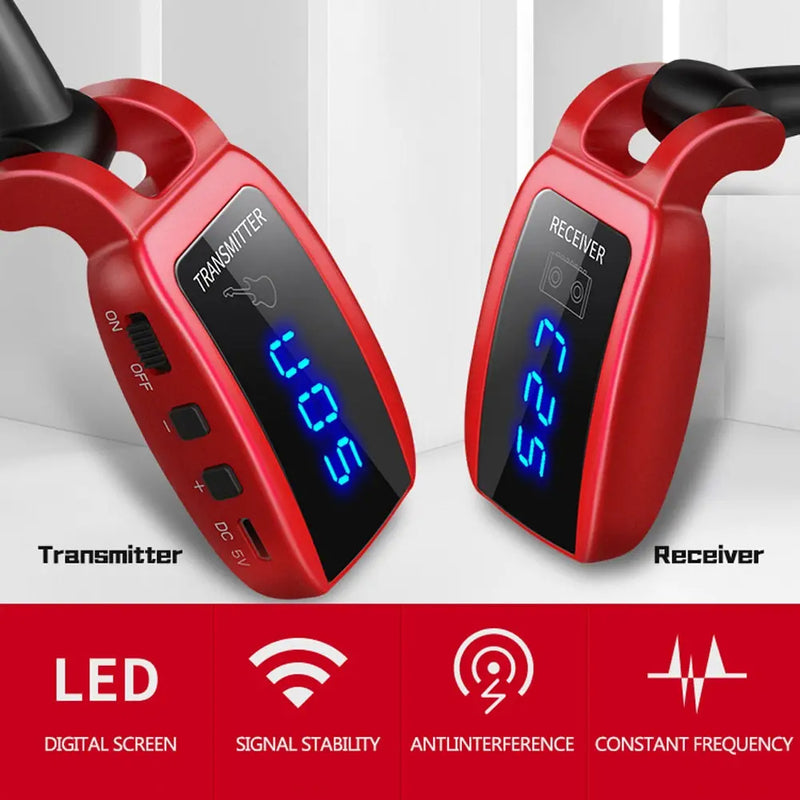 Wireless Guitar System Rechargeable Upgrated LED Screen15 Channels UHF Wireless Guitar Transmitter Receiver Guitar Accessories - Korvel