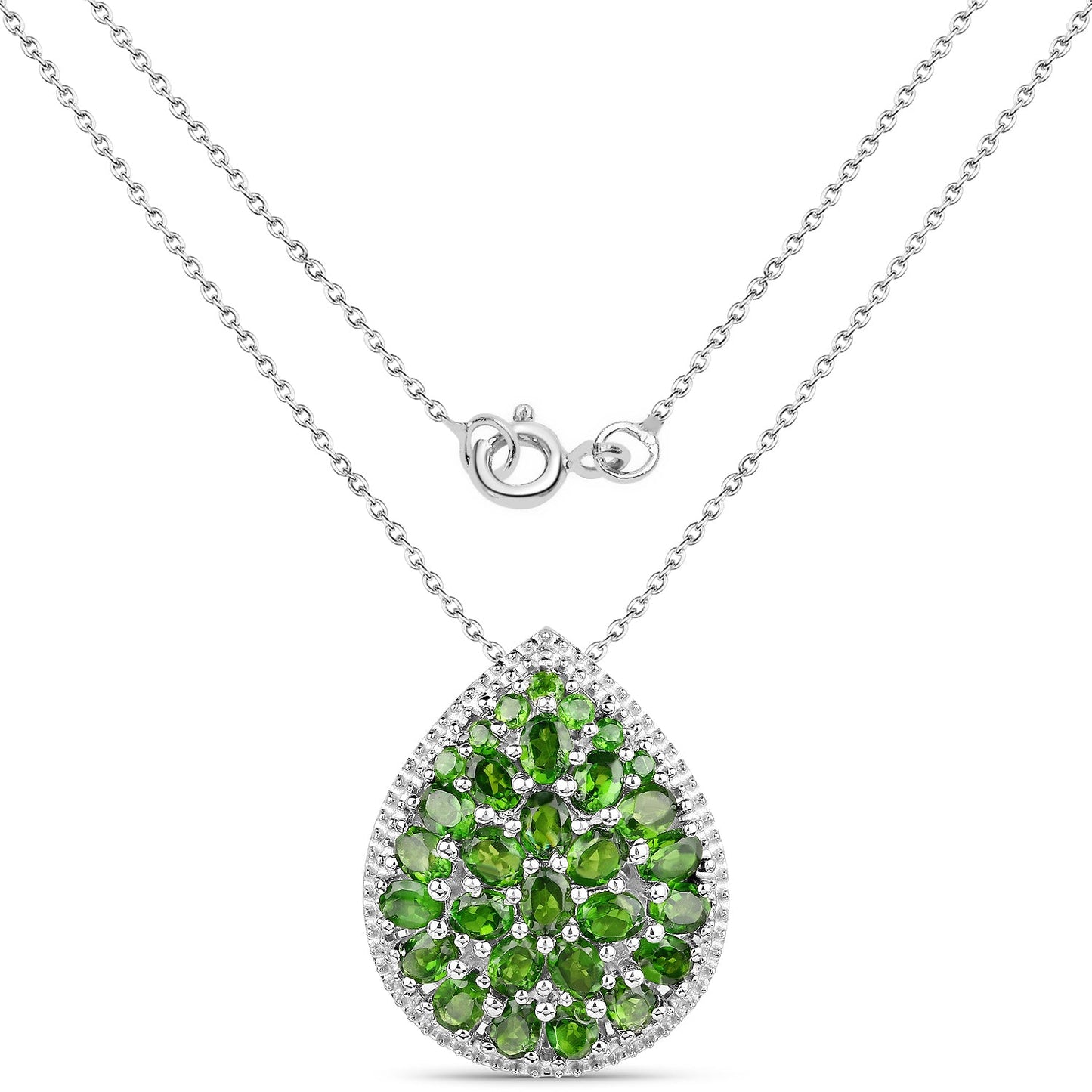 Colgante de cromo diopsido genuino de 4.65 quilates en plata esterlina