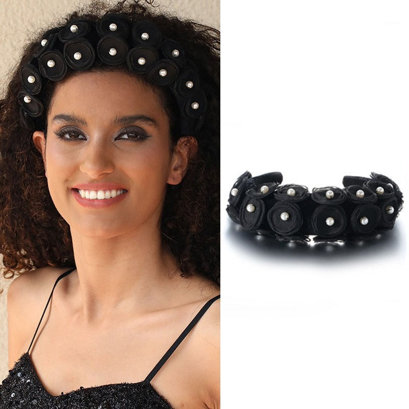 Elegant Fabric Pearl Flower Headband