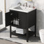 Meuble de salle de bain moderne noir de 24" avec évier en céramique élégant